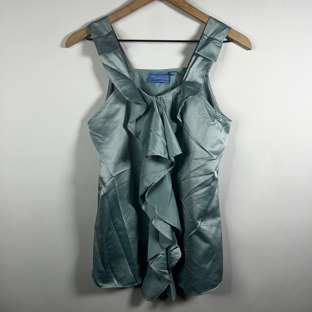 Simply Vera Vera Wang Blouse Women Small Blue Sleeveless Textured Tank Top‎ Chic